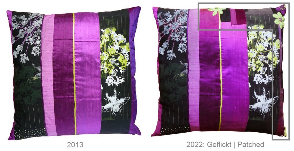 Cushion cover made from recycled  linen trousers. | Kissenhülle aus wiederverwendeten  Leinenhosen.