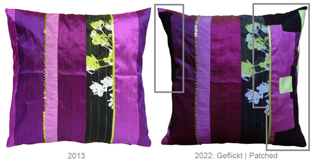 Cushion cover made from recycled  linen trousers. | Kissenhülle aus wiederverwendeten  Leinenhosen.